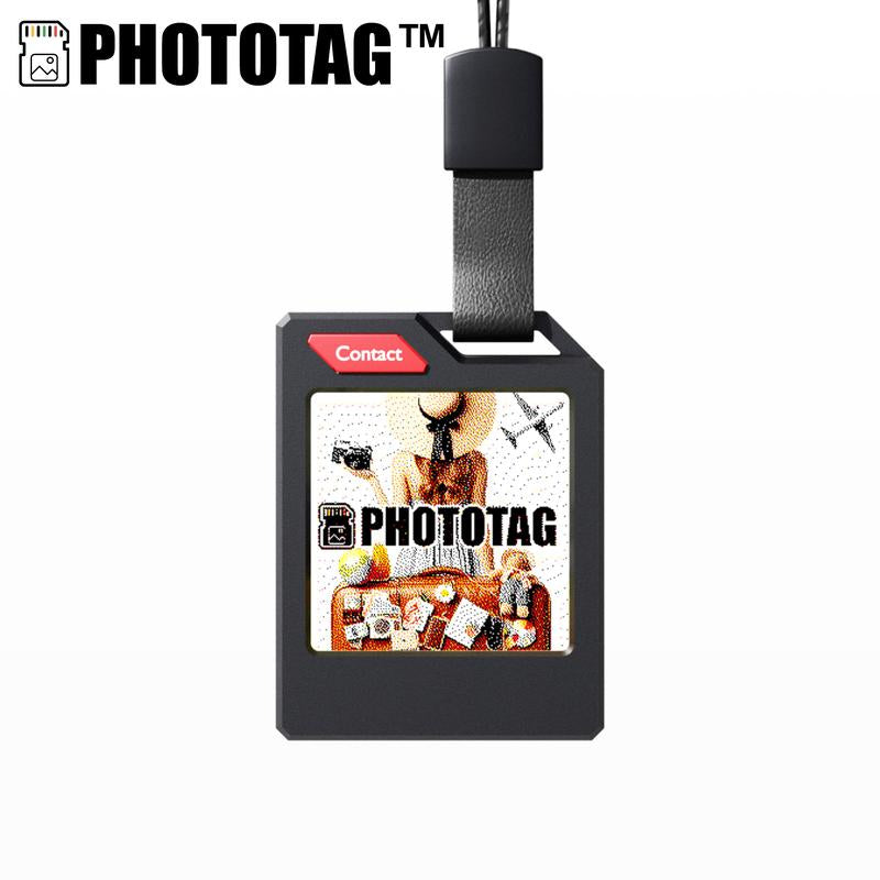 Phototag: Customizable E-Ink Tracker for Keys, Wallets & Luggage - Apple Find My Compatible, Displays Photos & Emojis, 10-Month Battery Life, IP65 Waterproof, Replaceable Battery